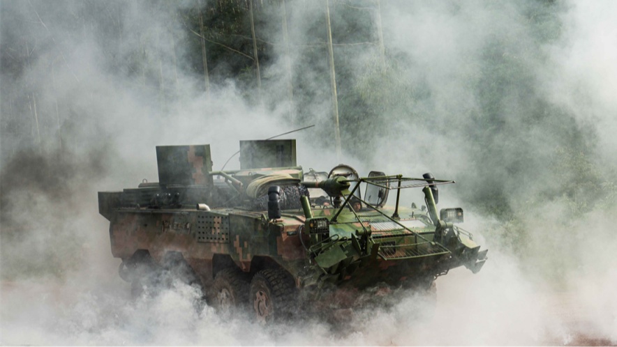 Mine clearance vehicle in tactic training 