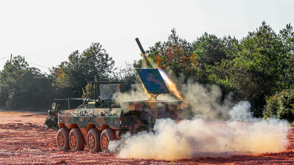 Vehicle fires wire-guided minesweeping explosive device