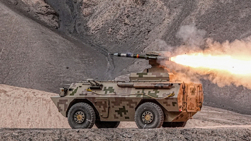HJ-9 anti-tank missile system fires in training 