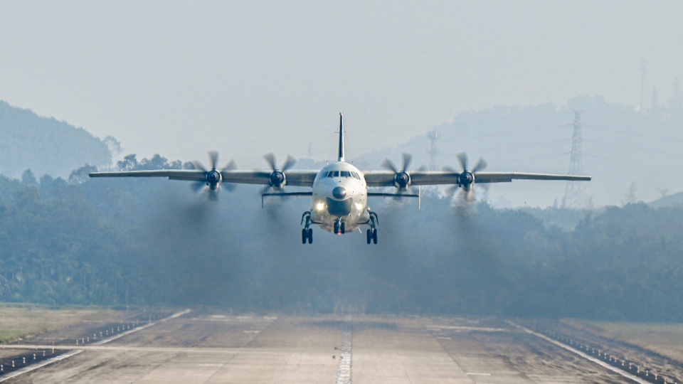 Y-8 anti-submarine patrol aircraft in maritime training