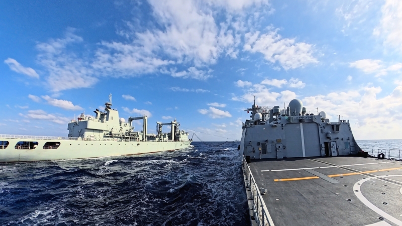 Warships engage in maritime training