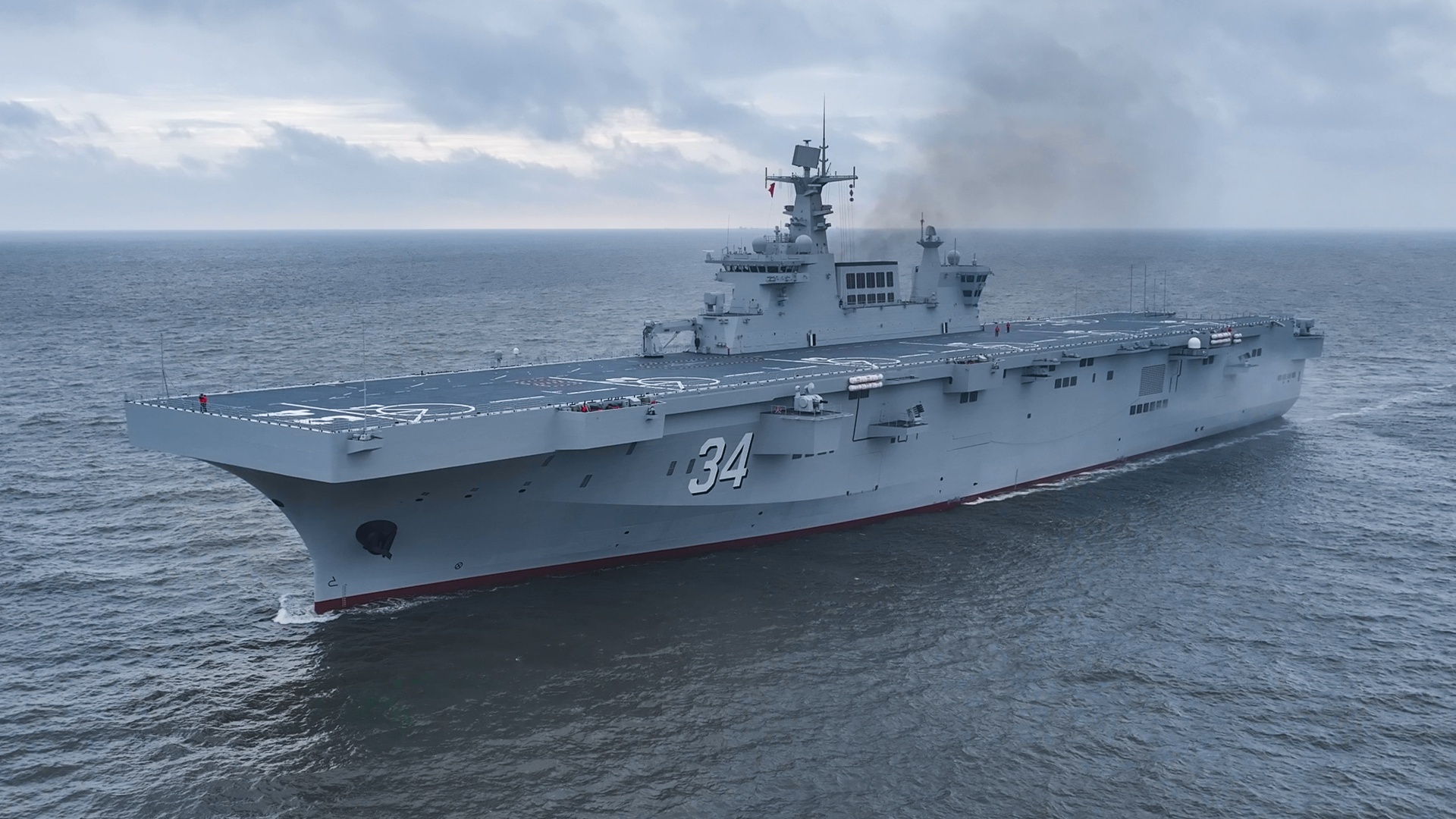 Type 075 Amphibious Assault Ship in Combat-Oriented Training