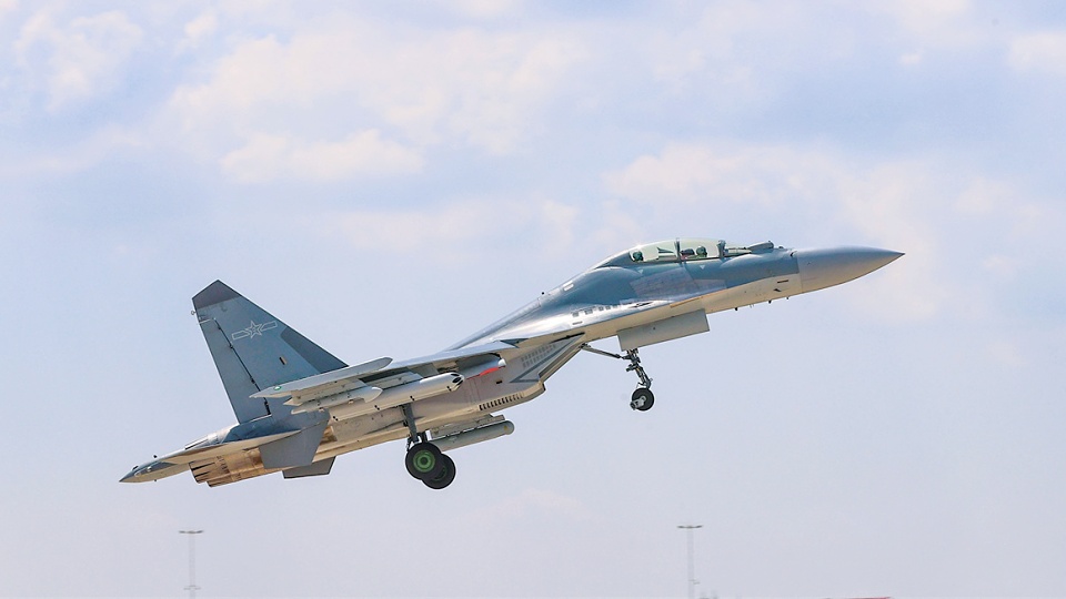 J-16 jet sets out for training