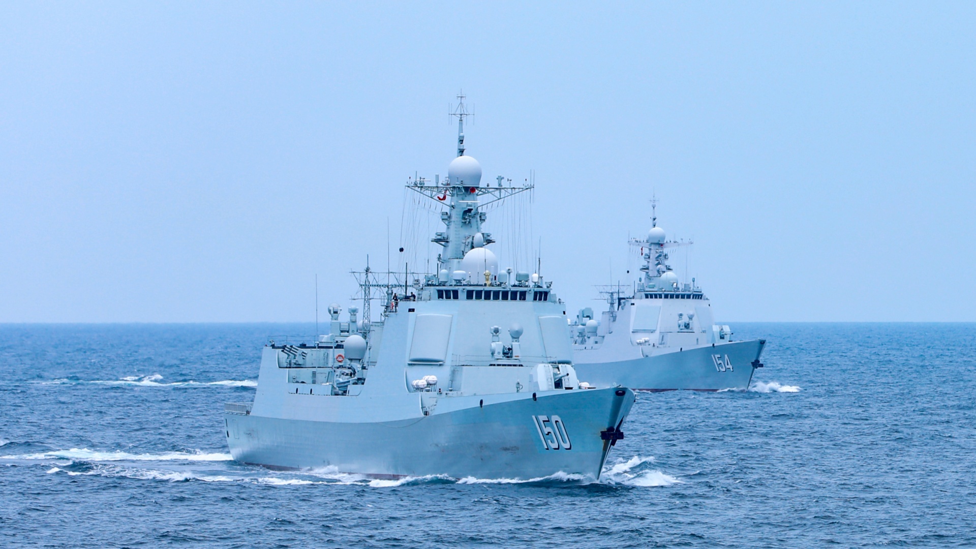 Destroyers in live-fire training