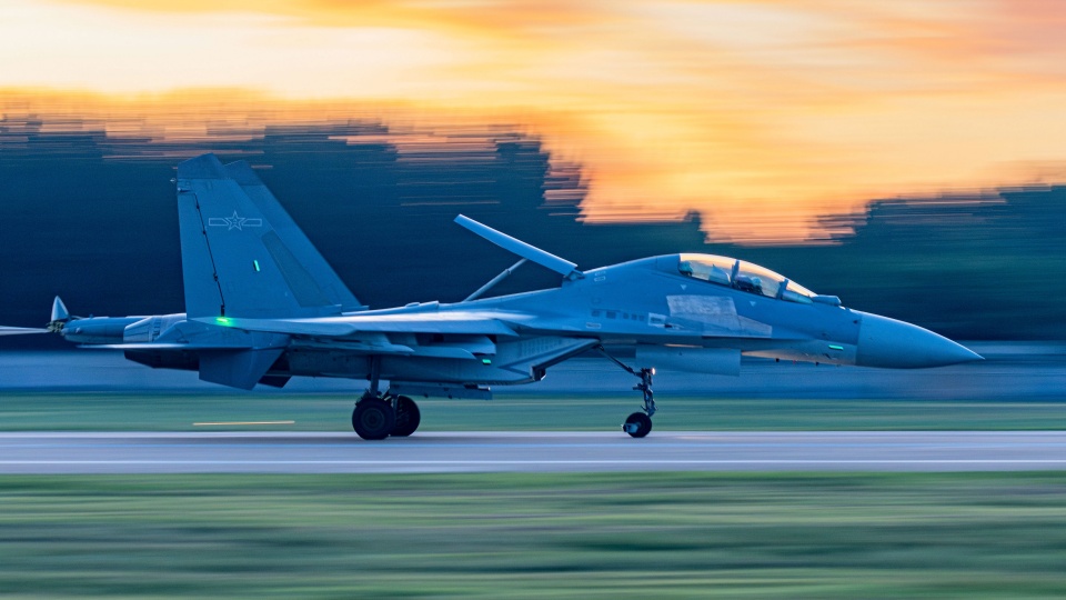 J-16 jet engages in nighttime training