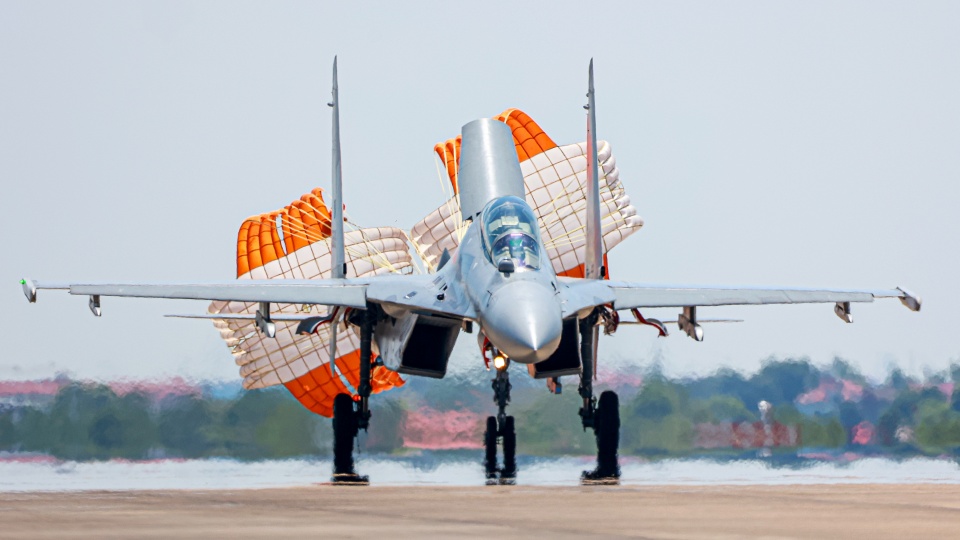 J-16 fighter jets engage in flight training