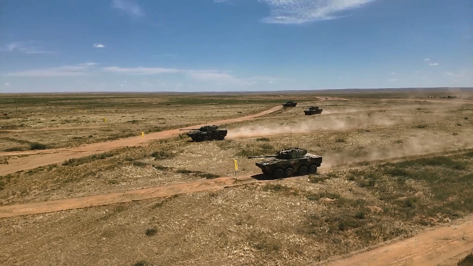 Armored Assault Vehicles Conduct Live-fire Shooting in Horqin Grassland