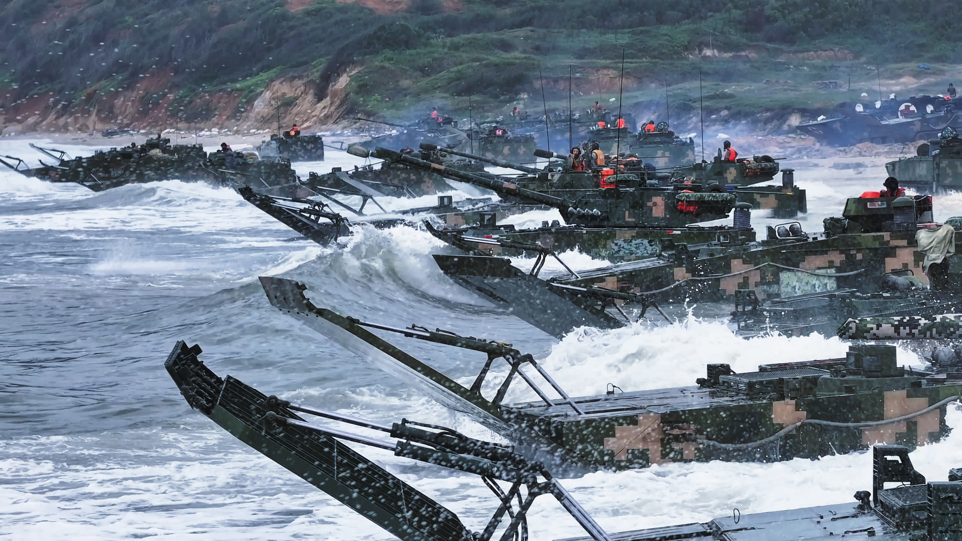 PLA Amphibious Troops Conduct Tactic Drills