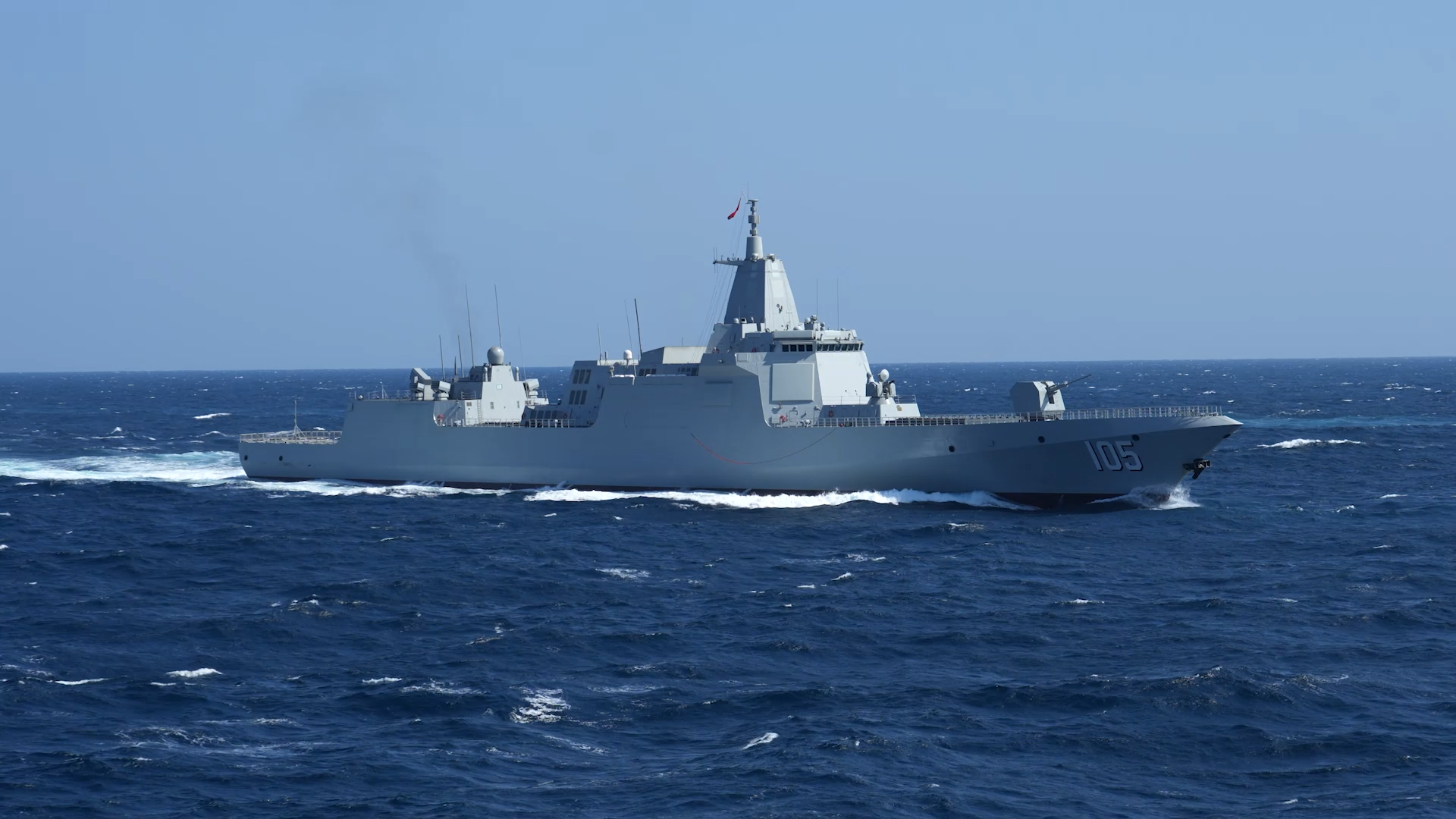 PLA Navy's Destroyers Conduct Live-fire Training in South China Sea