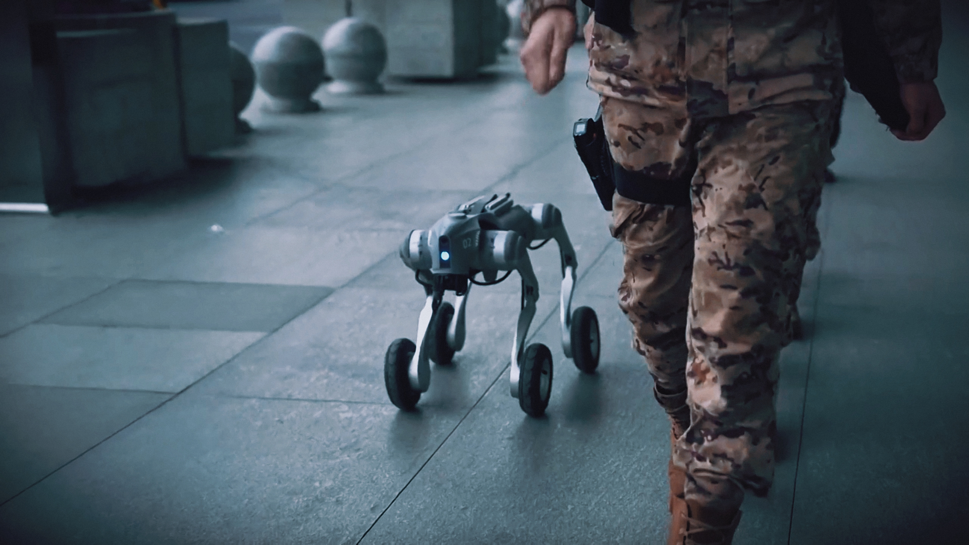 Police Soldiers Patrol with Robot Dogs during Spring Festival Travel Rush 
