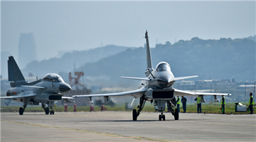 J-10 fighter jets take off for air combat training
