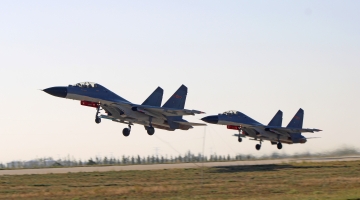  J-11 fighter jets take off in formation