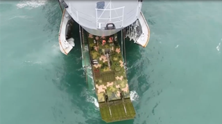 Army amphibious troops train with navy landing ships