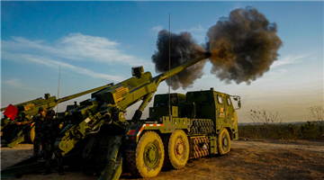 Artillerymen train in depopulated zone