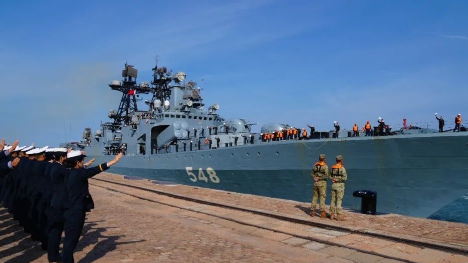 Chinese, Russian naval taskforces arrive at military port in Qingdao