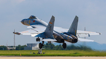 Ship-borne fighter jet in flight training