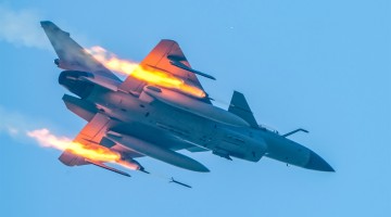 J-10 fighters execute live-fire training