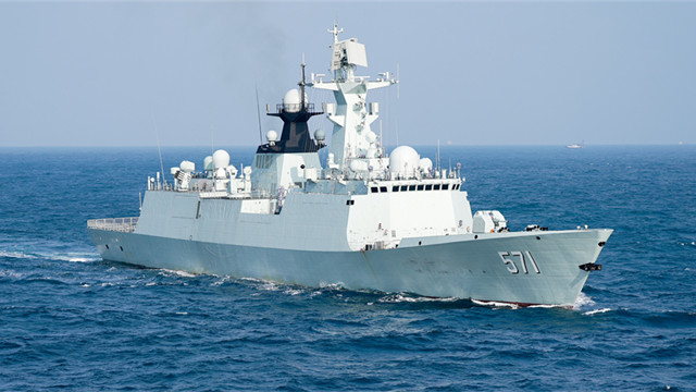 Naval vessel in real-combat training exercise