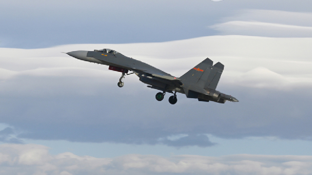 Fighter jet soars into sky for flight training
