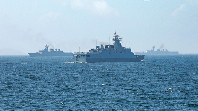 Vessels conduct live-fire drills