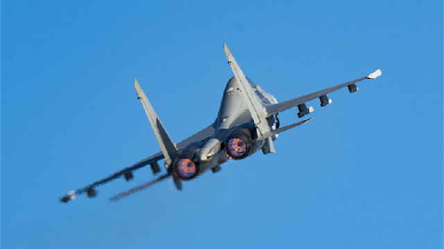 Fighter jet taxis on the runway