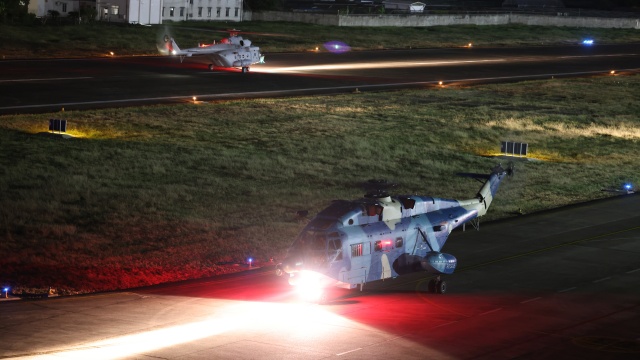 Helicopters in round-the-clock flight training exercise