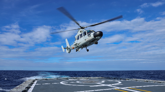 Helicopter engages in take-off and landing training