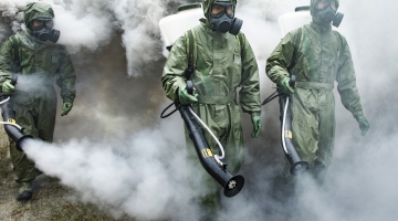 Chemical defense troops conduct emergency drill