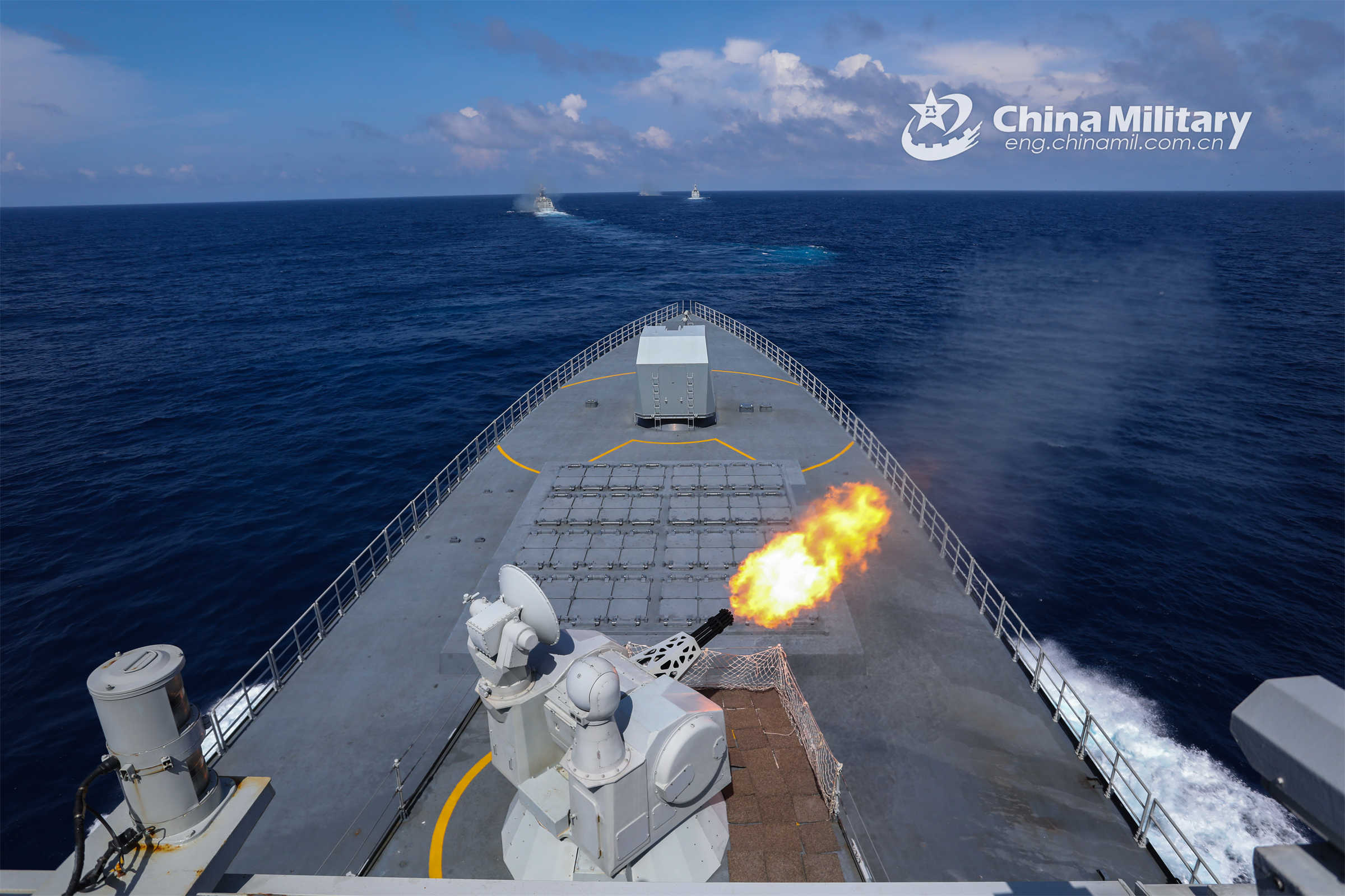 Naval Vessels Fire At Targets During Coordination Training Exercise ...