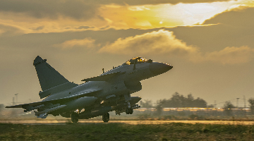 J-10 fighter jet takes off for flight training