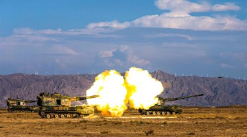 Armored vehicles in live-fire test