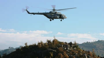 Helicopter engages in search and rescue training