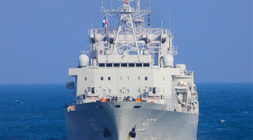 Comprehensive supply ship sails in South China Sea
