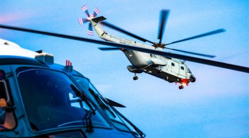 Ship-borne helicopter in maritime training