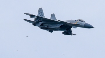 J-15 fighter jet drops bombs