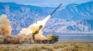 Multiple launch rocket systems open fire in Gobi Desert