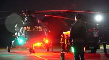 Helicopters in round-the-clock flight training exercise