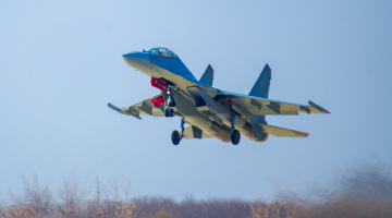 J-16 multi-role fighter jets take off for flight training