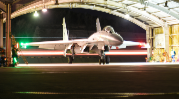 J-15 carrier-based fighter jet soars into sky