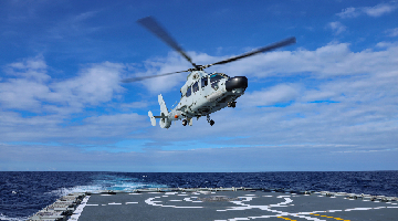 Helicopter engages in take-off and landing training