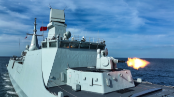 Type 054B frigate Luohe in maritime combat training