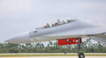 J-16 fighter jets take off in formation
