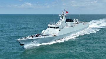 Type 056A corvette Huangshi in maritime training