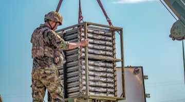 Ammunition hoisting operation in progress