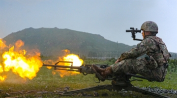 Soldiers fire machine guns