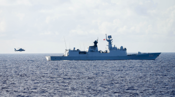 Rigid-hull inflatable boats sail towards maritime targets