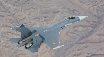 J-11 fighter jet in flight training