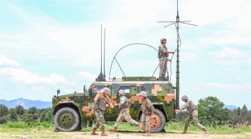 Multiple launch rocket system fires in training