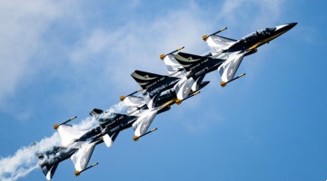 Aerobatic teams perform during 16th Langkawi Int'l Maritime and Aerospace Exhibition in Malaysia