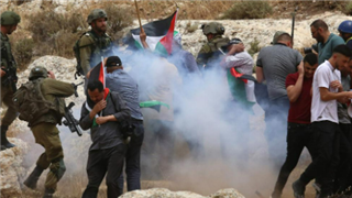Palestinian protesters clash with Israeli soldiers in West Bank